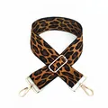 Adjustable leopard print wide shoulder strap with gold metal hooks for women handbags - No.1 Brown Leopard