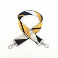 Adjustable geometric woven bag strap in yellow and black with silver metal hooks - Yellow Contrast with Silver Buckle