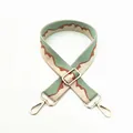 Adjustable wide fabric bag strap with mint green wave pattern and gold metal hooks - A15 / Silver Clasp