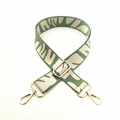 Adjustable jacquard wide handbag strap with geometric Morandi green pattern and gold hooks - Silver Clasp / Matcha Green