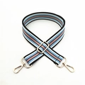 Tracolla intrecciata a righe regolabile per borse con moschettoni in metallo dorato - Chiusura in Argento / Righe Blu