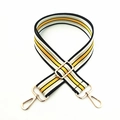 Tracolla larga regolabile per borsa con strisce colorate retrò e fibbie dorate lucide - Chiusura in Argento / Quadri Giallo