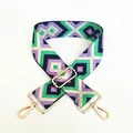 Ethnic geometric pattern bag strap with adjustable gold buckles for crossbody handbags - Black Green Purple Diamond (No. 32)