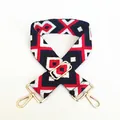 Adjustable wide woven guitar-style bag strap with red and blue ethnic geometric patterns - No.18 Blue Red Diamond