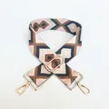 Ethno-Stil gewebter Taschengurt mit geometrischem Muster und Gold-Metall-Beschlag - Silberverschluss / Dunkelgrau Khaki Diamant (Nr. 35)