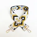 Detail of ethnic geometric embroidery on adjustable strap with gold metal lobster clasps - No.20 Black Yellow Diamond