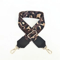Close-up of leopard print wide replacement shoulder strap with golden metal swivel hooks - Purple