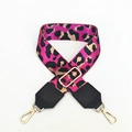 Detailed leopard print bag strap with pink accents and golden metal hardware buckles - Rose Red