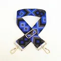 Dettaglio della tracolla regolabile n. 26 con motivi geometrici a rombi colorati - N. 26 Diamante Caffè Blu / Chiusura in Argento
