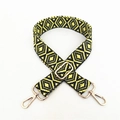 Bandoulière large ajustable avec motif géométrique de losanges jaune et noir intense - Fermoir en Argent / Jaune