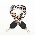 Detail of adjustable leopard print bag strap with golden metal hardware and black leather - Pink