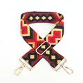 Close-up of ethnic style embroidered bag strap with colorful geometric diamond patterns - No.28 Wine Red Yellow Diamond