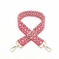 Bandoulière tissée géométrique rouge et blanche avec boucles en métal doré - Fermoir en Argent / Rouge