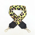 Adjustable leopard print PU leather shoulder strap with gold metal buckles for handbags - Yellow