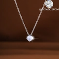 Minimalistische verzilverde druppelketting met synthetische zirkoon hanger voor dames - Xl62725-b Wit
