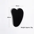 Black heart-shaped jade gua sha stone facial massage tool 68mm x 44mm weight 30g - Heart / Black Jade