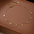 Chic gold titanium steel anklet featuring evil eye charms and sparkling zircon pendants - Eye