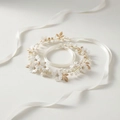 Elegante fascia floreale da sposa con margherite, perle e foglie dorate per matrimoni - Fascia Per Capelli Realizzata A Mano Con Strass.