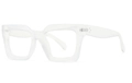 Modern square transparent sunglasses with chunky retro frame and rivet details - Frosted Transparent