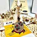 Luxurious gold-tone metal turtle keychain featuring sparkling colorful rhinestones - Turtle 37