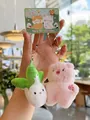 Detail of plush bear and rabbit couple pendants with soft texture and ball chain - Pig Digging Cabbage