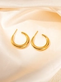Polished golden titanium steel C-shaped hoop earrings with a smooth minimalist finish - Polished Mirror C-shape Style (BJGE0355)