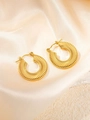 Golden titanium steel hoop earrings featuring textured radial patterns and lever back closure - Radial Embossed Hoop Style (BJGE0356)
