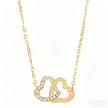 Collier doré avec double cœur entrelacé et cristaux de strass blancs étincelants - Collier / Or KC