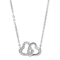 Collier avec pendentif double cœur en argent brillant serti de cristaux étincelants - Collier / Argent