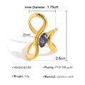 Macro-opname van gegolfde 18K vergulde roestvrijstalen ring met blauwe markies zirkoon - Goud Blauwe Zirkoon Golf Stijl (SR020342-BU)