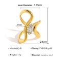 Macro detail showing dimensions of a 18K gold-plated stainless steel floral zircon ring - Gold White Zircon Wave Style (SR020342-W)