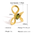 Elegante PVD 18K goud vergulde roestvrijstalen ring met olijfgroene markies-zirkon - Goud Olijfgroene Zirkoon Golf Stijl (SR020342)