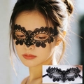 Elegant black lace butterfly masquerade eye mask for women with hollow embroidery details - Black Lace Style / Black