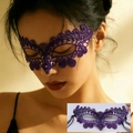 Elegant purple lace masquerade mask with intricate filigree details for women - Purple