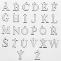 Set of 26 capital A-Z alphabet charms in polished silver stainless steel with top loops - Letter A / Steel