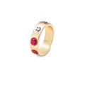 Anillo dorado con coloridos emoticonos de esmalte con un estilo minimalista alegre - Abierto Ajustable / Estilo de Cara Sonriente