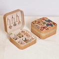 Square cork jewelry organizer box with vibrant butterfly and floral print finish - 20598 (1 Style C38-7) Zipper Style Rainbow Butterfly; 1
