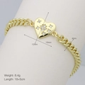 Detail showing the 18+5cm gold Cuban chain with a starburst zircon heart pendant - Star Burst Stone Heart (DB241210-F)