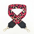 Detail of red leopard print adjustable PU leather strap with golden metal lobster clasps - Red