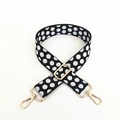 Adjustable shoulder strap for bags with classic black and white polka dots and gold hardware - Black