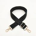 Adjustable woven replacement bag strap with grey geometric pattern and gold hardware - Dark Gray