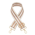 Verstelbare brede tasriem met wit en roségoud metallic strepen voor tassen - Witte Metallic Gestreepte Stijl / Wit Gouden Gesp