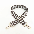 Adjustable wide replacement shoulder strap with brown polka dots and gold metal hardware - Khaki