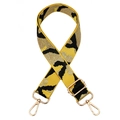 Adjustable camouflage bag strap with gold lurex thread and metal lobster clasps - Gunmetal Buckle / Camouflage Yellow (Gold Thread)