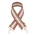 Dettaglio della tracolla in nylon marrone con strisce dorate e chiusura in oro - Rosa Carne Fibbia Dorata