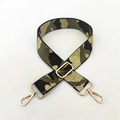 Adjustable camouflage shoulder strap with gold glitter weaving and metallic lobster clasps - Gunmetal Buckle / Camouflage Green (Gold Thread)
