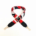 Tracolla larga regolabile per borsa con motivo mimetico rosso e ganci in metallo dorato - Filo Rosso Argento Con Pelle Nera