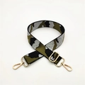 Tracolla regolabile mimetica con filo d'argento e chiusure a moschettone dorate - Chiusura in Argento / Verde Militare Filo Argento