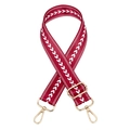 Bandoulière réglable bordeaux avec broderie chevron et attaches en métal doré - Crochet en Bronze Antique / Rouge