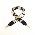 Adjustable pink and gold camouflage woven strap with metallic lobster clasps for handbags - Pink + Black Leather